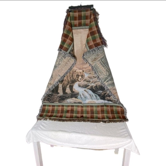Vintage Mohawk Home Bear Tapestry Throw Blanket W Fringe - Picture 2 of 15